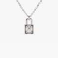 Load image into Gallery viewer, 0.1 CTW Mini Lock Round Cut Moissanite Pendant Necklace
