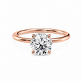 Round Lab-Grown Diamond Twisted Solitaire Hidden Halo Engagement Ring