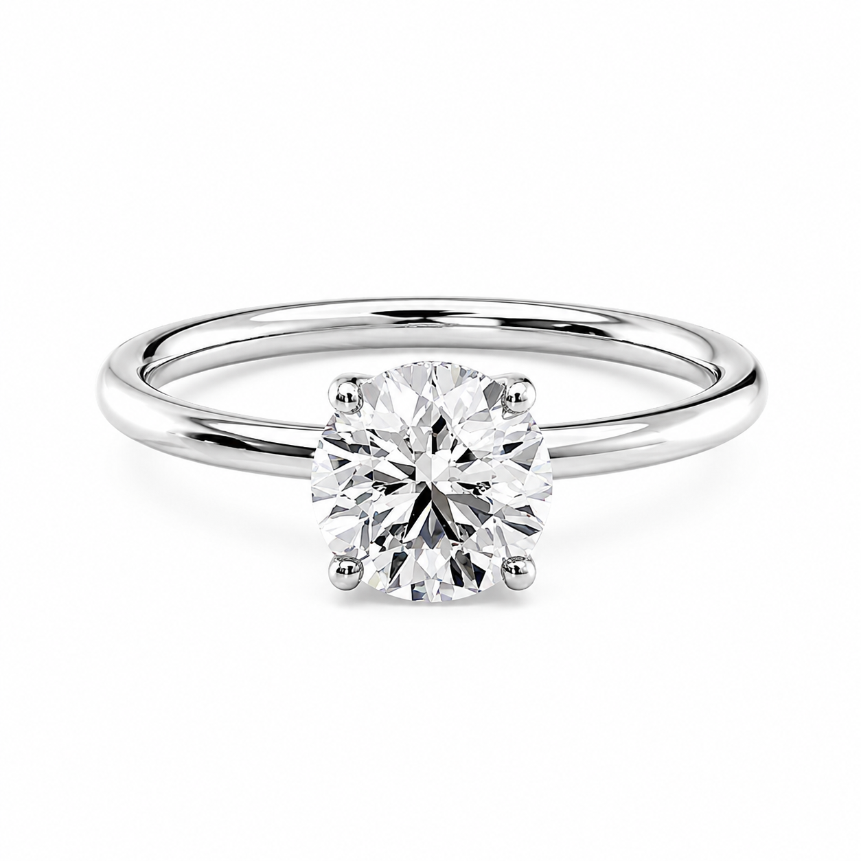 Round Lab-Grown Diamond Twisted Solitaire Hidden Halo Engagement Ring