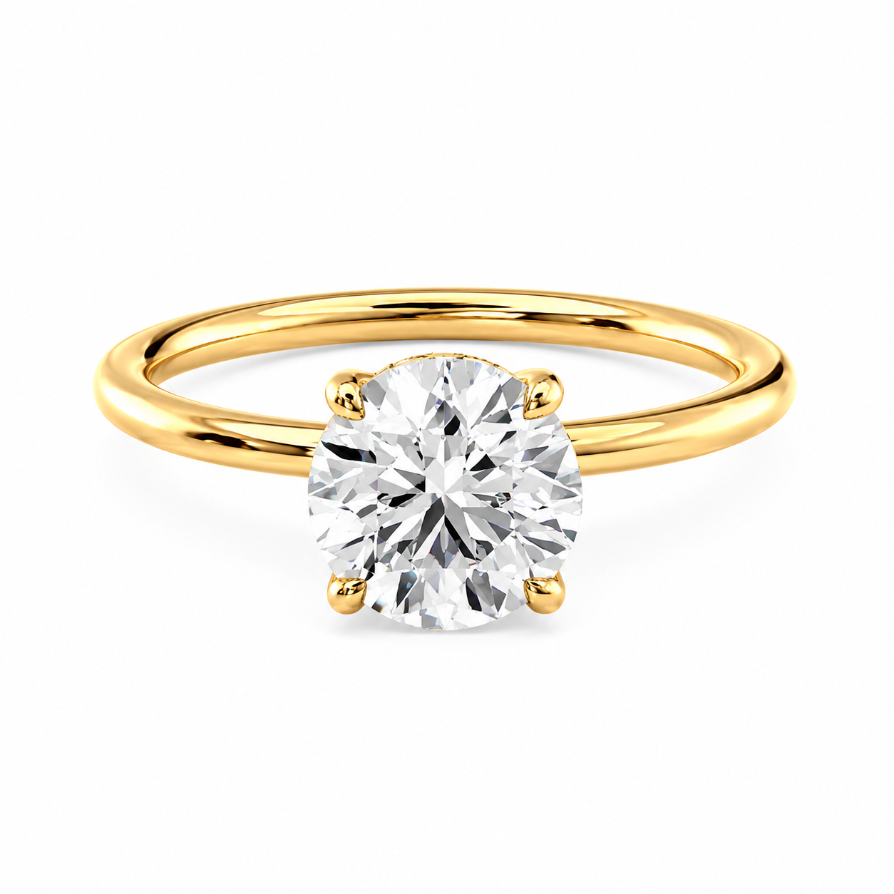 Round Lab-Grown Diamond Twisted Solitaire Hidden Halo Engagement Ring