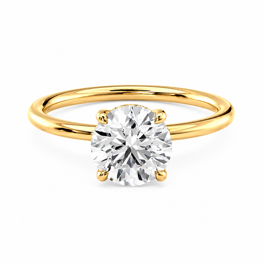 Round Lab-Grown Diamond Twisted Solitaire Hidden Halo Engagement Ring