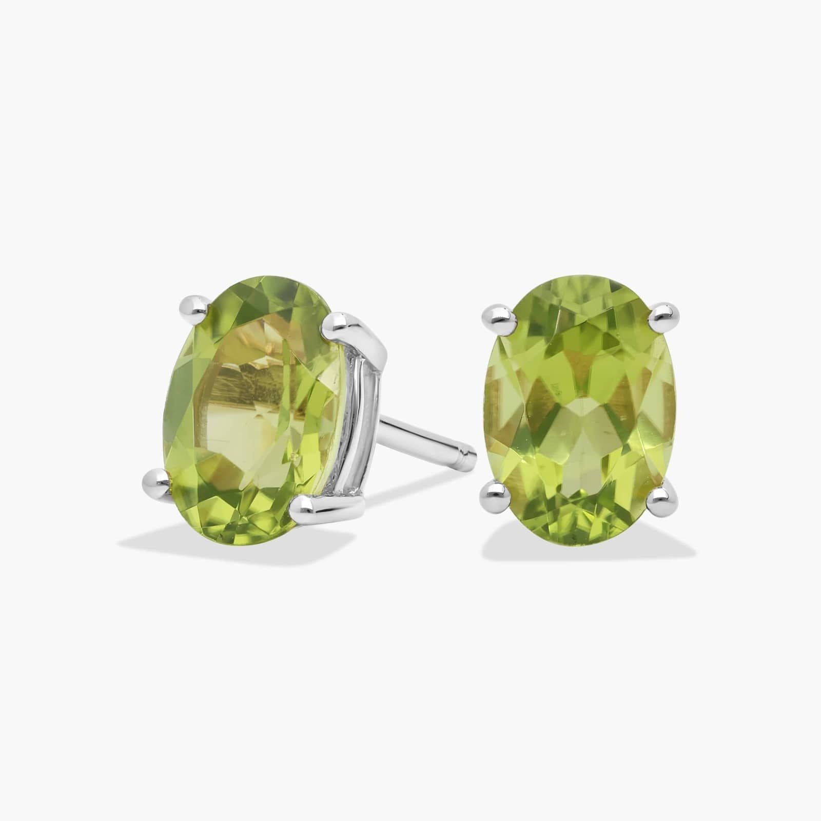 2.0 CTW Classic Oval Peridot Solitaire Stud Earrings