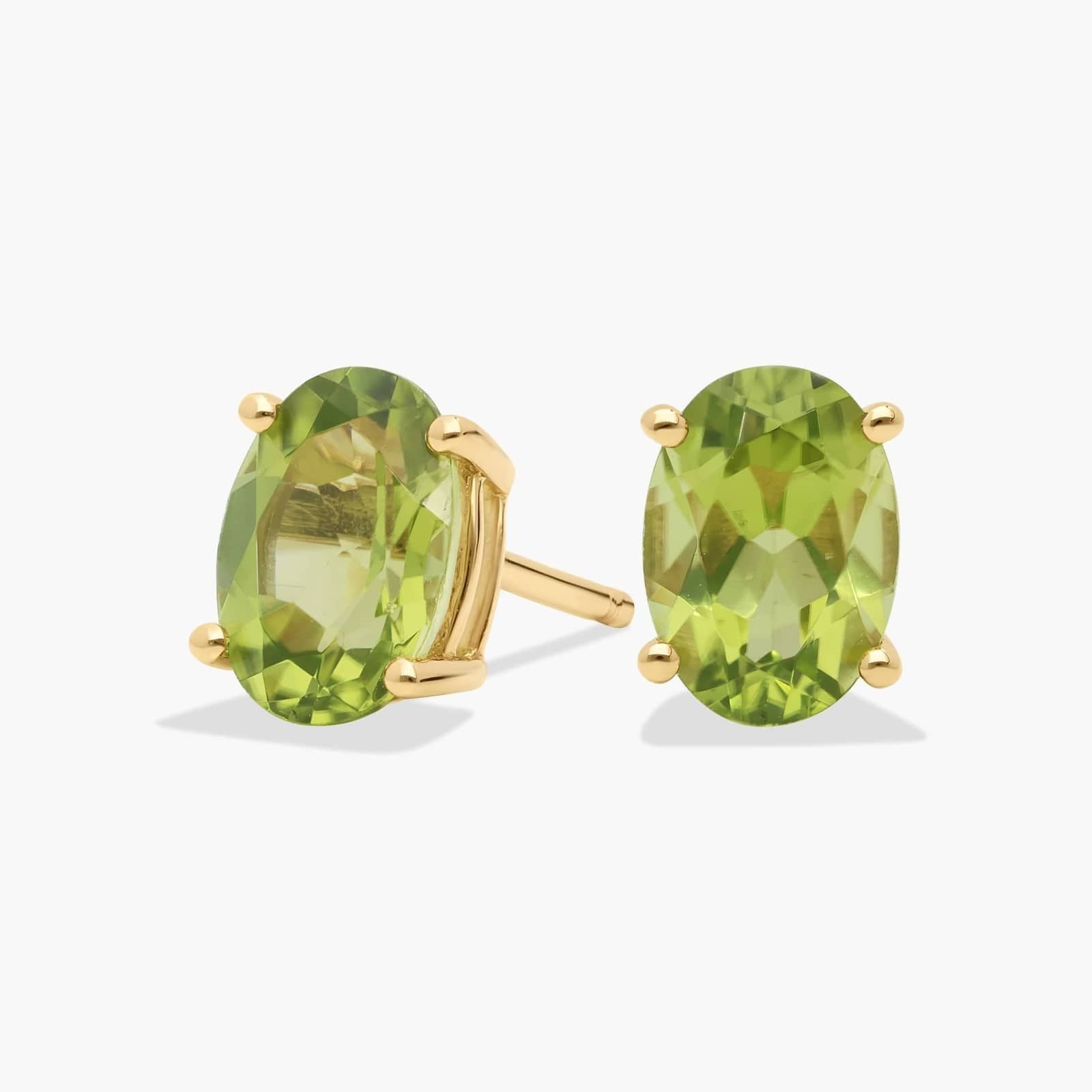 2.0 CTW Classic Oval Peridot Solitaire Stud Earrings