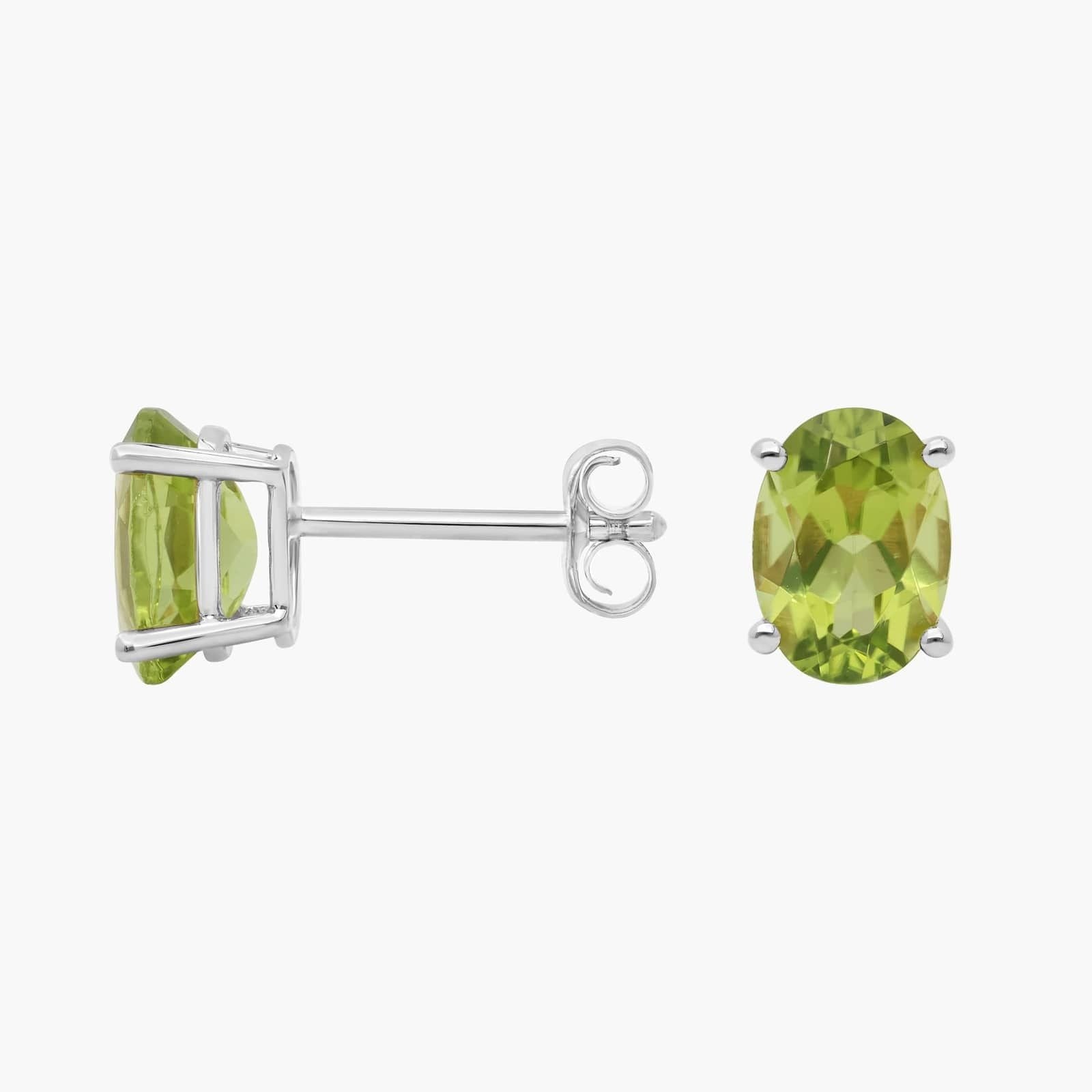 2.0 CTW Classic Oval Peridot Solitaire Stud Earrings
