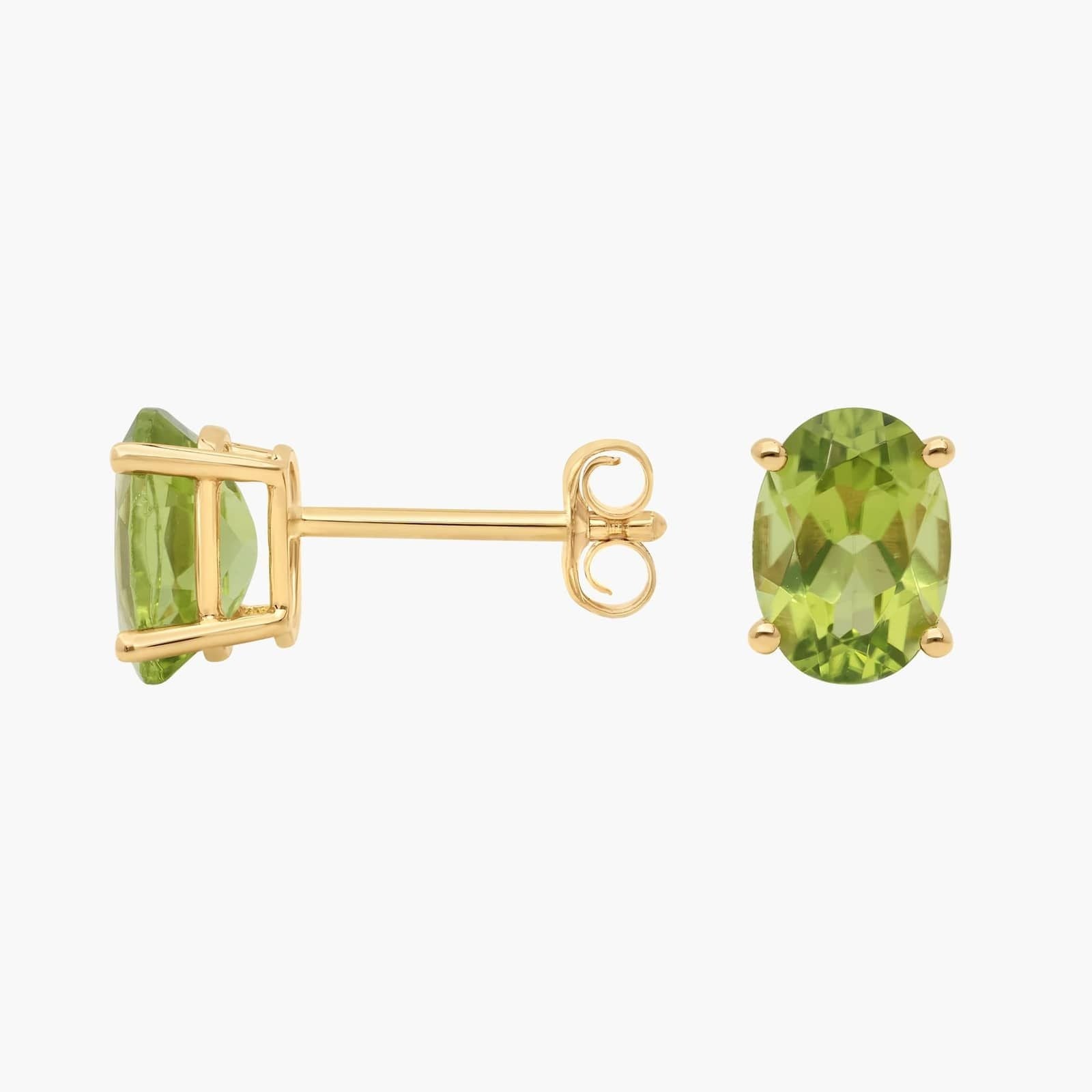 2.0 CTW Classic Oval Peridot Solitaire Stud Earrings