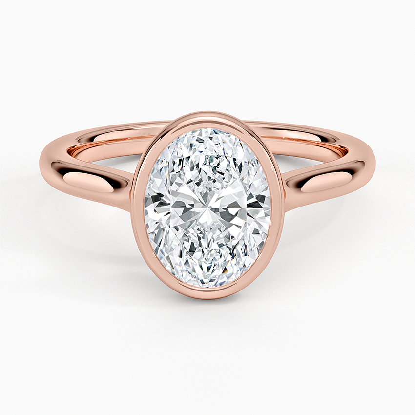 Oval Cut Bezel Moissanite Engagement Ring