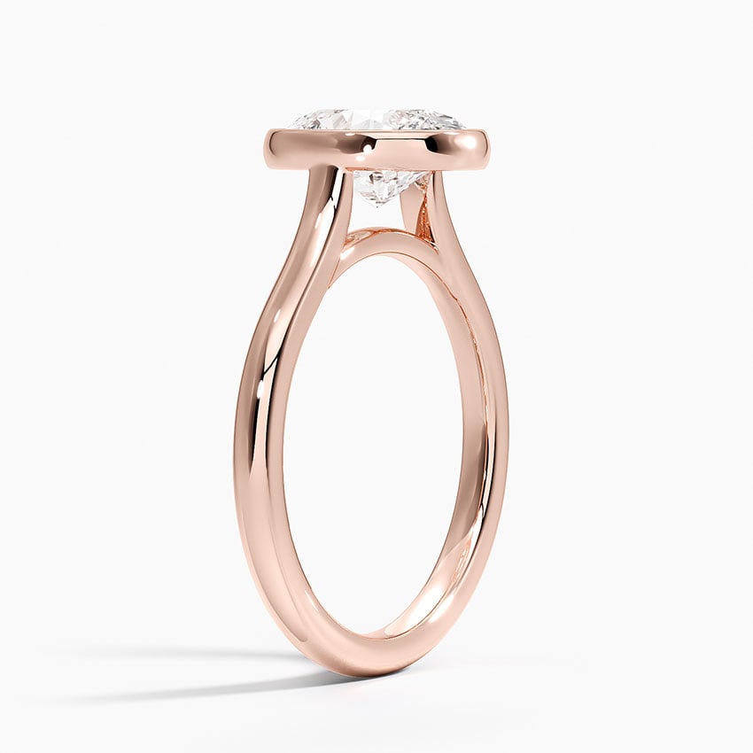 Oval Cut Bezel Moissanite Engagement Ring