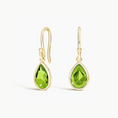 Load image into Gallery viewer, Gold Pear-Shaped Peridot Drop Earrings

