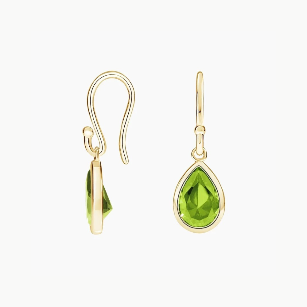 Gold Pear-Shaped Peridot Drop Earrings