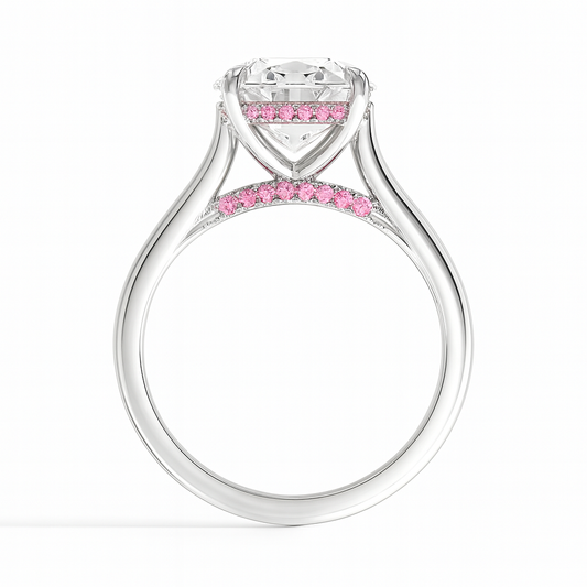 Custome Ring- 4CT Oval Cut Hidden Halo Moissanite Engagement Ring