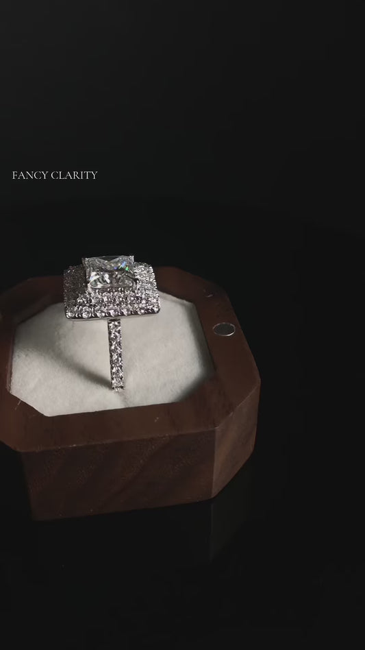 Custom Ring-9K White Gold 3CT Princess Cut Moissanite Accents