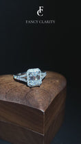 Halo Emerald Cut Split-Shank Moissanite Engagement Ring
