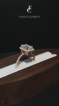Brilliant Halo Radiant Cut Moissanite Engagement Ring