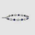 Bezel-Set Round Lab Blue Sapphire & Moissanite Tennis Bracelet