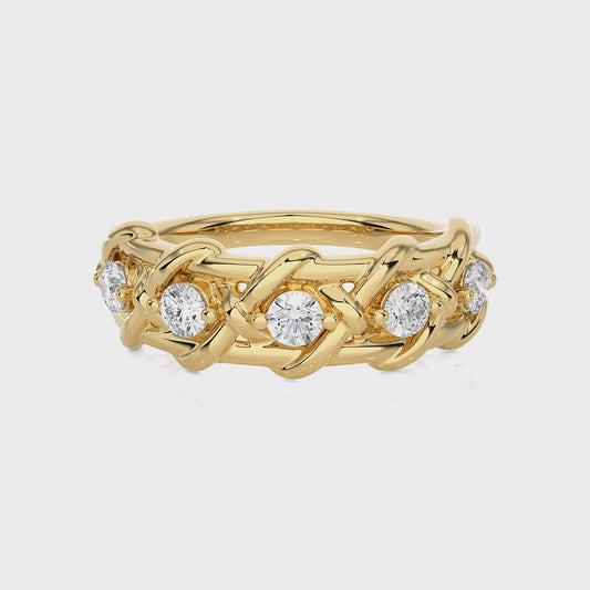 0.5CT Round Cut Criss Cross Moissanite Wedding Band