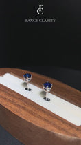 Classic Silver Solitaire Round Sapphire Stud Earrings