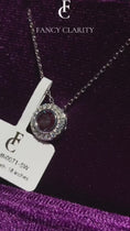 Bezel Round Lab-Grown Alexandrite with Moissanite Halo Pendant Necklace