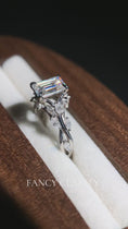 Load and play video in Gallery viewer, Whispering Vines Emerald Cut Moissanite Engagement Ring
