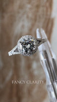 Sterling Silver Round Cut Split-Shank Moissanite Halo Engagement Ring