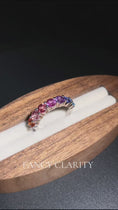 Evening Glow Gradient Round Lab Gemstone Half Eternity Wedding Band - 3.0 mm