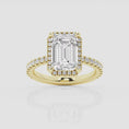 Refined Radiance Emerald Moissanite Halo Engagement Ring