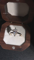 6-Prong Marquise Solitaire Moissanite Engagement Ring With Hidden Halo
