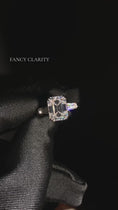 Symphony Three Stone Emerald Cut Moissanite Engagement Ring