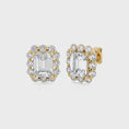 Vintage-Inspired Emerald Cut Halo Moissanite Stud Earrings