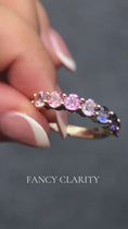 Soft Violet Gradient Round Lab Gemstone Half Eternity Wedding Band - 3.0 mm