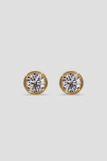 Load and play video in Gallery viewer, Bezel Set Round Cut Moissanite Stud Earrings
