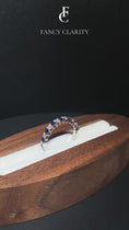 Princess Lab-Grown Blue Sapphire and Moissanite Semi Eternity Wedding Band