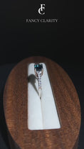 East-West Oval London Blue Topaz Solitaire Engagement Ring with Moissanite Accents
