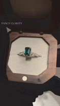 Sterling Silver Lab Grown Emerald Engagement Ring With Hidden Halo