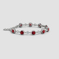 S925 Silver Round Lab-created Ruby and Moissanite Bezel Tennis Bracelet