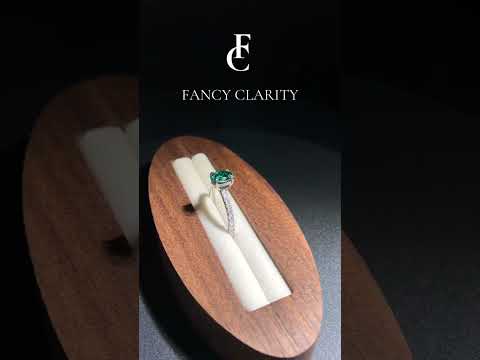 Sterling Silver Micropavé Oval Green Moissanite Engagement Ring With Hidden Halo