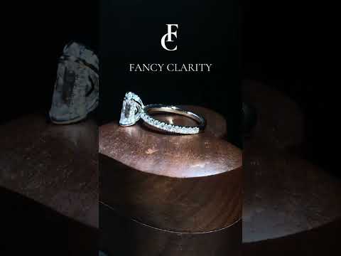 Radiant Cut Three-Quarter U Pavé Band Moissanite Engagement Ring with Hidden Halo