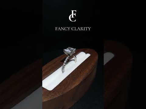 Princess Cut Three-Quarter U Pavé Band Moissanite Engagement Ring with Hidden Halo