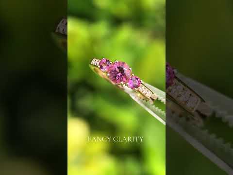 Three-Stone Pink Tourmaline Moissanite Accents Engagement Ring