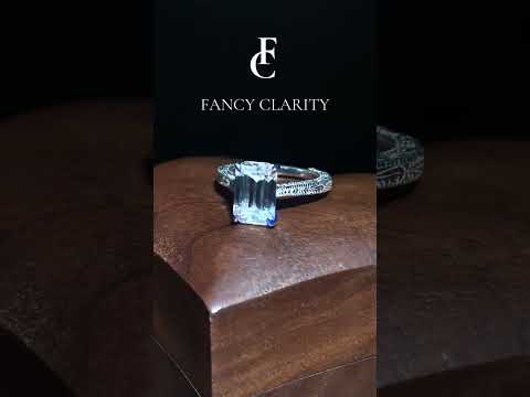 Vintage Engraved Emerald Cut Moissanite Engagement Ring