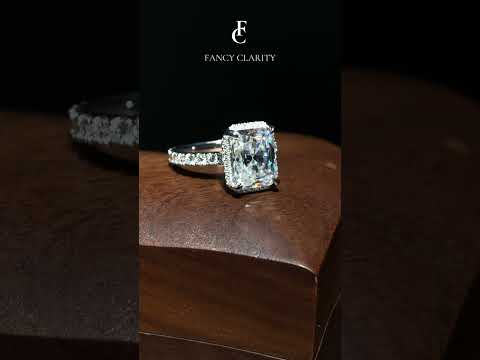 Refined Radiant Moissanite Halo Engagement Ring