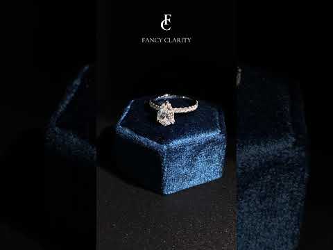 Micropavé Pear Cut Moissanite Engagement Ring With Hidden Halo