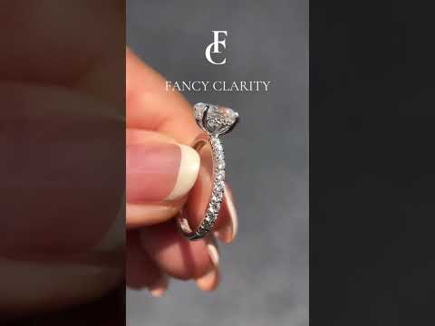 Oval Cut French Pavé Moissanite Engagement Ring with Hidden Halo