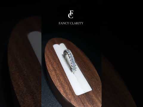 Emerald Cut Moissanite Half Eternity Wedding Band