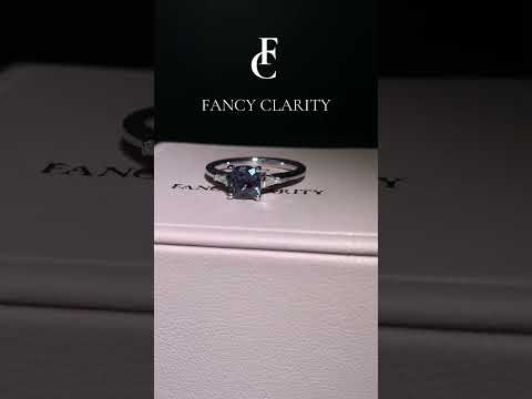 Cushion Lab Alexandrite with Bar-Set Tapered Baguette Moissanite Engagement Ring