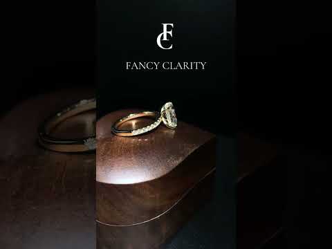 Emerald Cut French Pavé Moissanite Engagement Ring with Hidden Halo