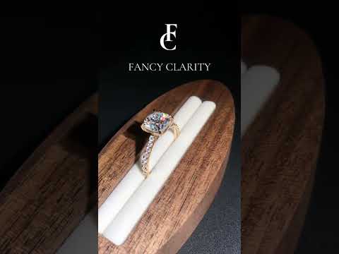 Cushion Cut Moissanite Engagement Ring with Pavé Band