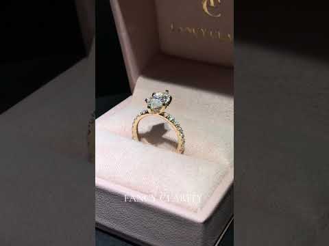 Marquise Cut Three-Quarter U Pavé Band Moissanite Engagement Ring with Hidden Halo