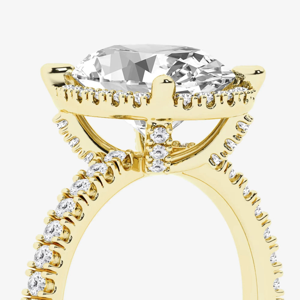 Refined Radiance Oval Moissanite Halo Engagement Ring