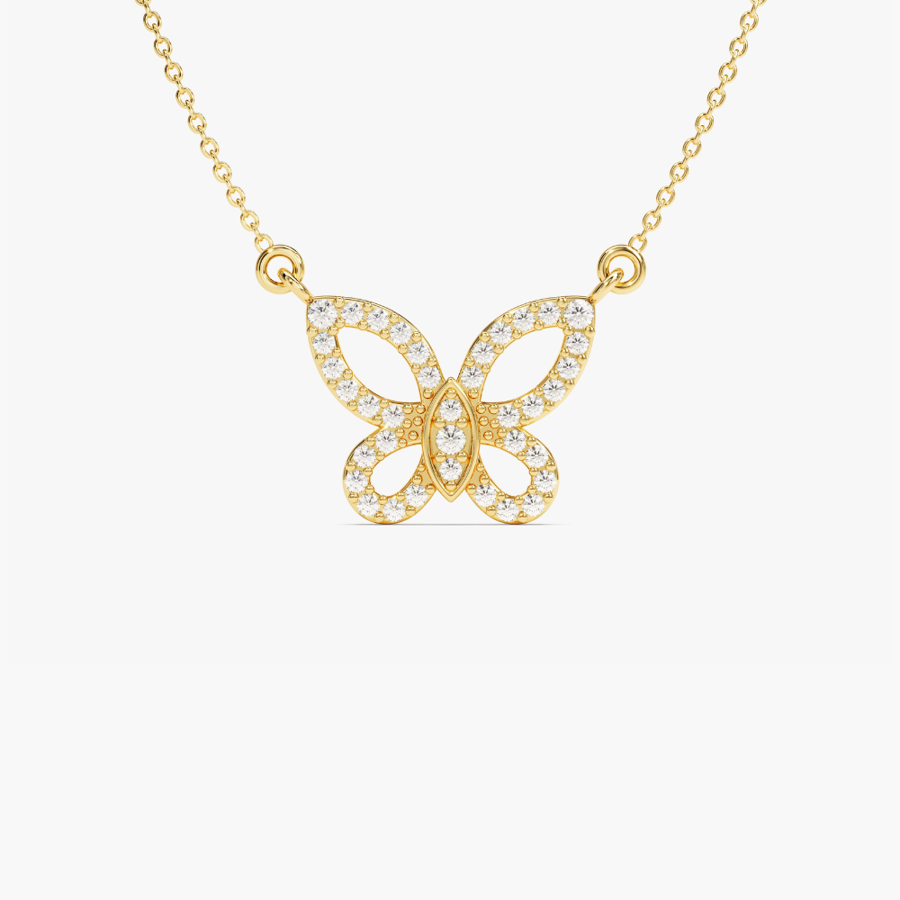 0.2 CTW Round Cut Butterfly Moissanite Pendant Necklace