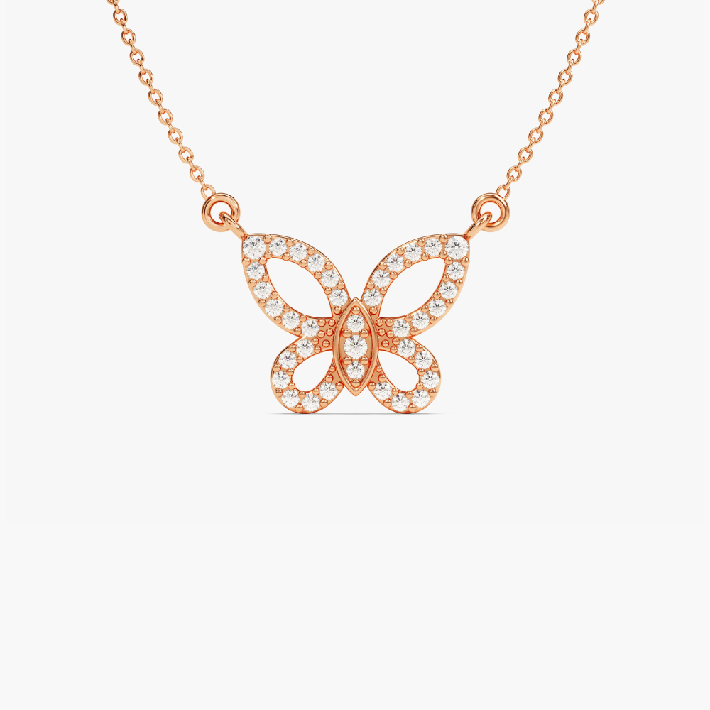 0.2 CTW Round Cut Butterfly Moissanite Pendant Necklace